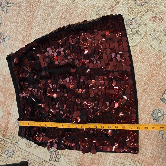 Vintage Express Black Side Zip Skirt with Red Sequins on Front Size 3/4 - Picture 9 of 10